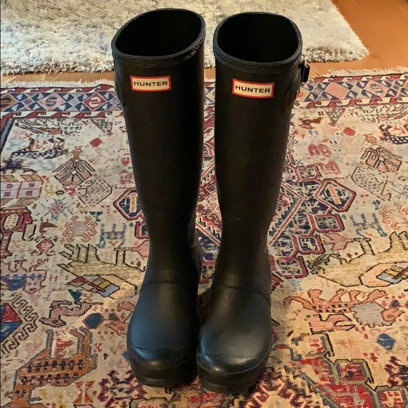 hunter black rain boots size 7